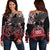 Samoa Polynesian Women's Off Shoulder Sweater - Eagle Tribal Pattern Red Red - Polynesian Pride