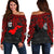 Fiji Polynesian Off Shoulder Sweater - Fiji Flag with Coat of Arms - Polynesian Pride