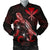 Hawaii Polynesian Men's Bomber Jacket - Turtle With Blooming Hibiscus Red Red - Polynesian Pride