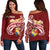 Tonga Women's Off Shoulder Sweater - Tonga Coat Of Arms With Polynesian Patterns - Polynesian Pride