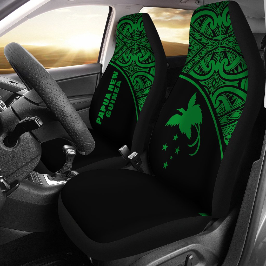 Papua New Guinea Car Seat Covers - Papua New Guinea FLag Polynesian Green Curve Universal Fit Green - Polynesian Pride