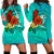 Tonga Women's Hoodie Dress - Tropical Flowers Style Blue - Polynesian Pride