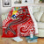 Tonga Premium Blanket - Red Shark Polynesian Tattoo White - Polynesian Pride