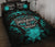 Marquesas Islands Polynesian Quilt Bed Set Hibiscus Turquoise Black - Polynesian Pride