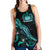 Samoa Polynesian Women Tank Top - Turtle With Blooming Hibiscus Turquoise - Polynesian Pride