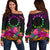 Cook Islands Personalised Polynesian Women's Off Shoulder Sweater - Summer Hibiscus Art - Polynesian Pride