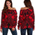 Guam Polynesian Women's Off Shoulder Sweater - Red Guam Coat Of Arms Polynesian Tattoo Red - Polynesian Pride