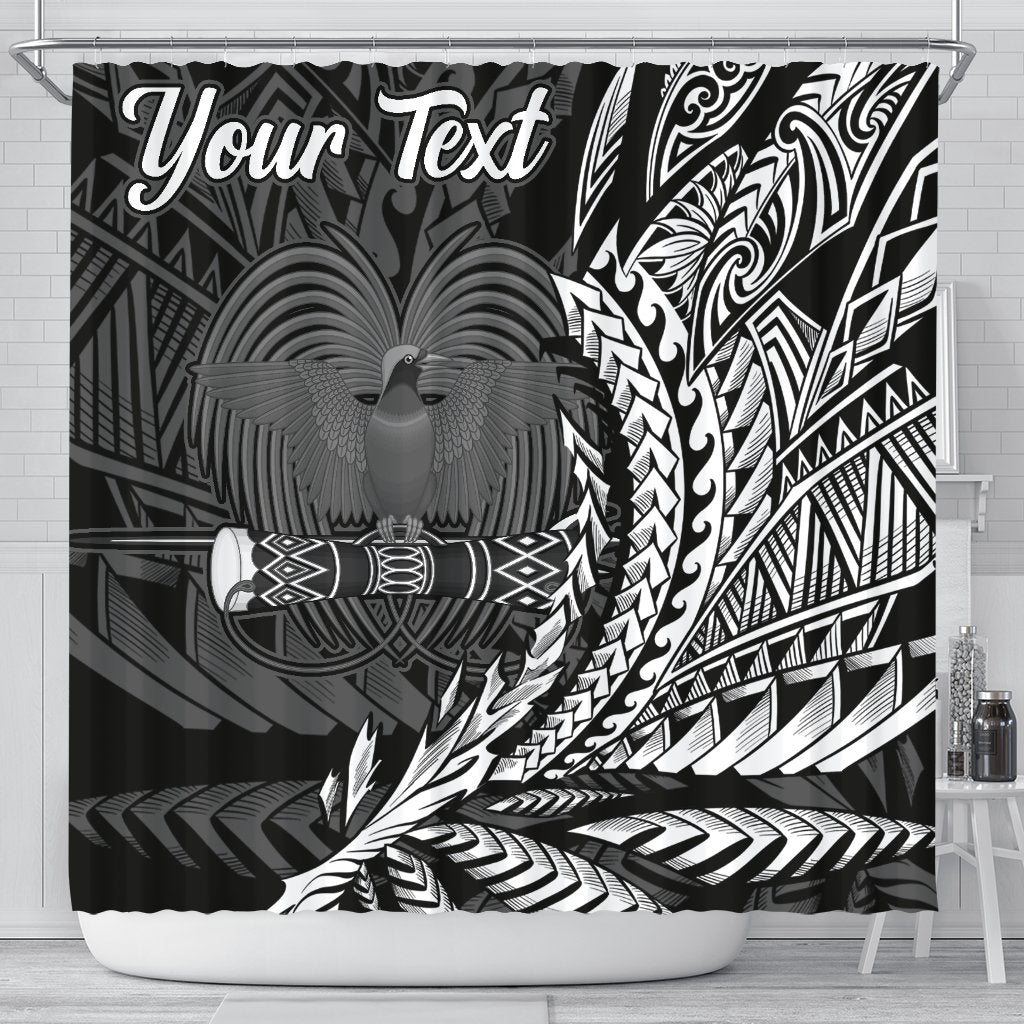 Papua New Guinea Shower Curtains - Custom Personalised Wings Style 177 x 172 (cm) Black - Polynesian Pride