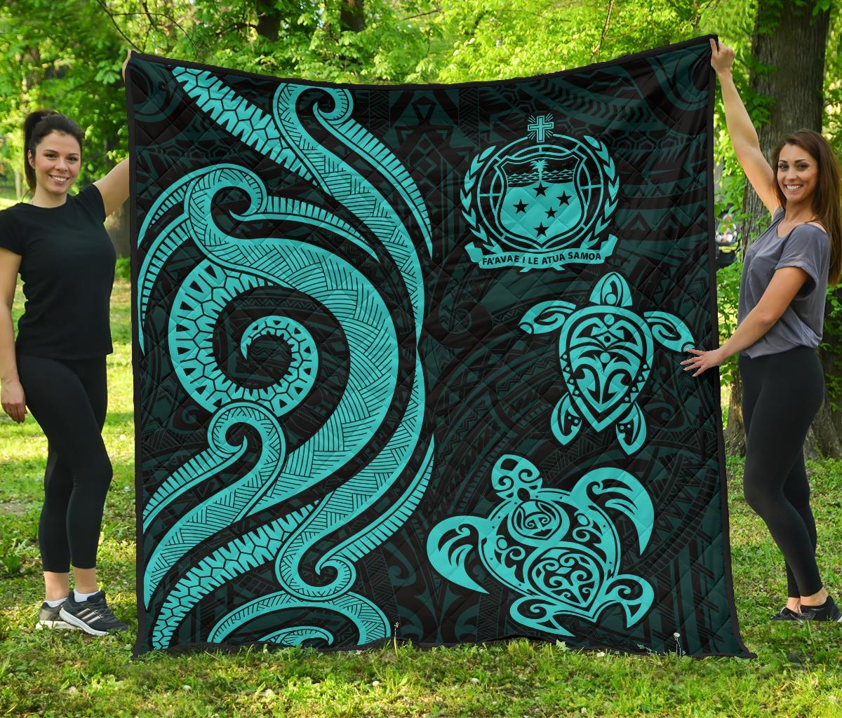 Samoa Premium Quilt - Turquoise Tentacle Turtle Turquoise - Polynesian Pride