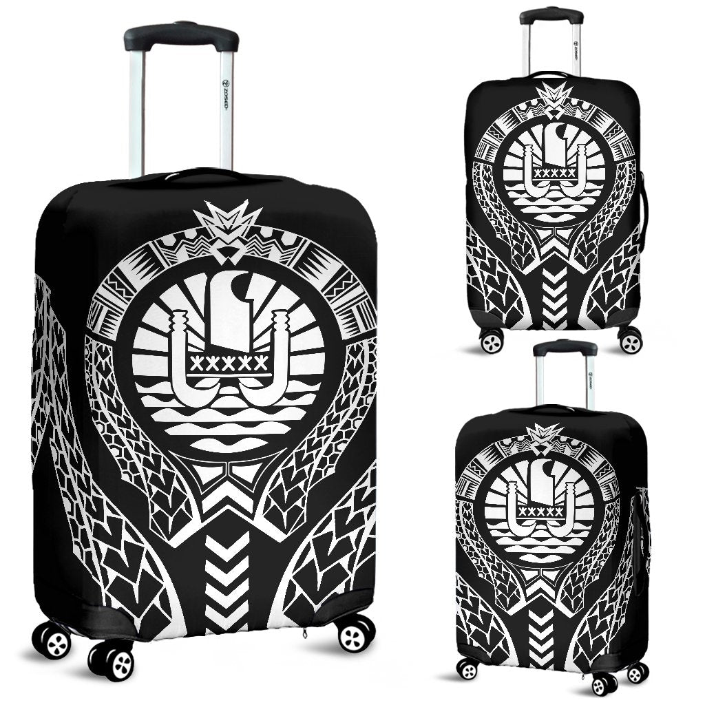 French Polynesia Luggage Cover - Polynesian Tribal Black - Polynesian Pride