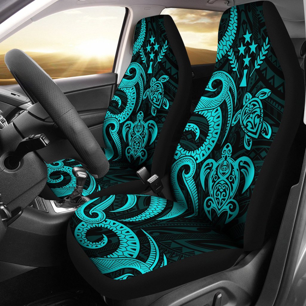 Kosrae Micronesian Car Seat Covers - Turquoise Tentacle Turtle Universal Fit Turquoise - Polynesian Pride