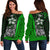 Kosrae Micronesia Women Off Shoulder Sweater Green - Turtle With Hook Green - Polynesian Pride