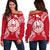 French Polynesia Polynesian Shoulder Sweater Map Red White Red - Polynesian Pride