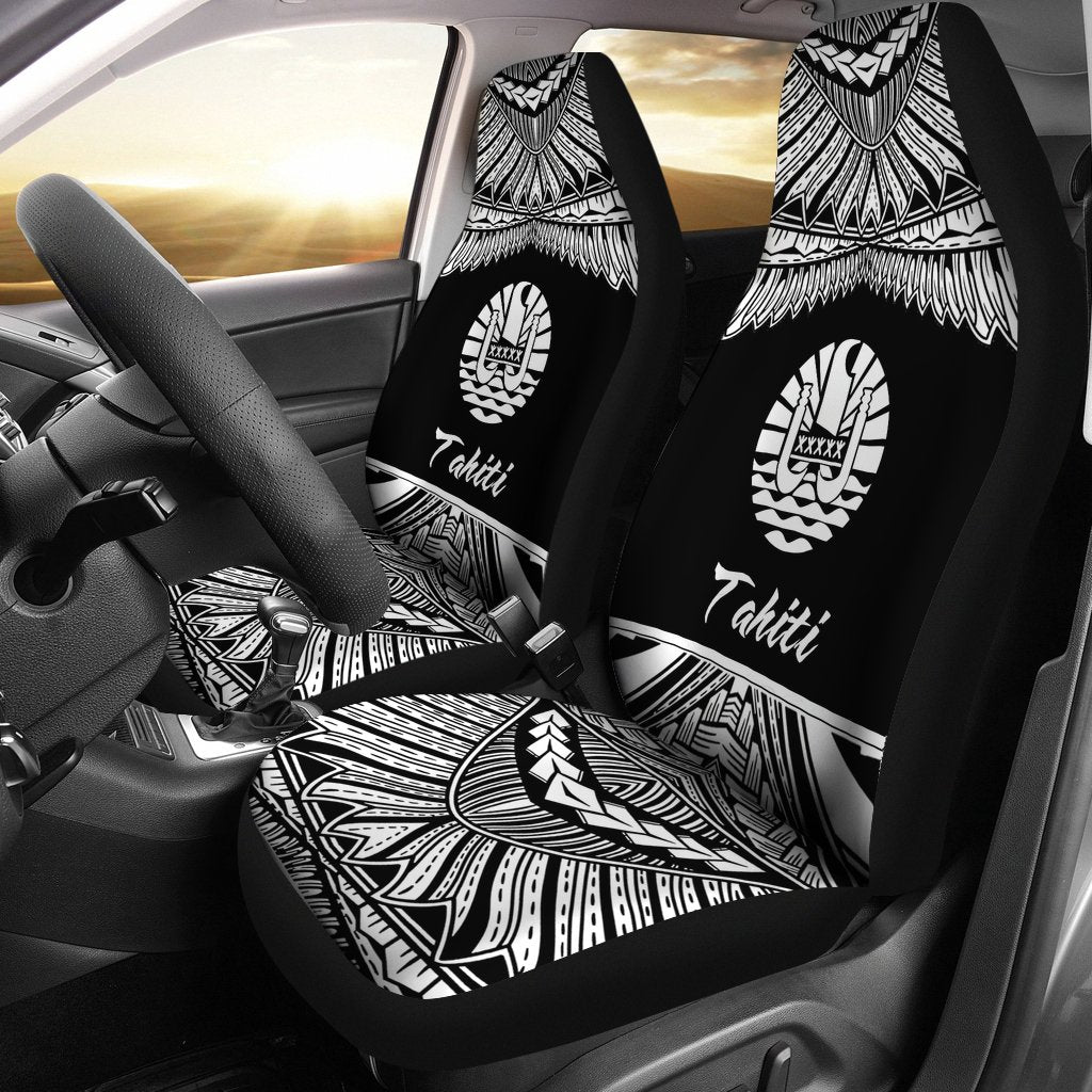 Tahiti Polynesian Car Seat Covers - Pride White Version Universal Fit White - Polynesian Pride