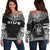 Niue Polynesian Chief Women's Off Shoulder Sweater - Black Version Black - Polynesian Pride