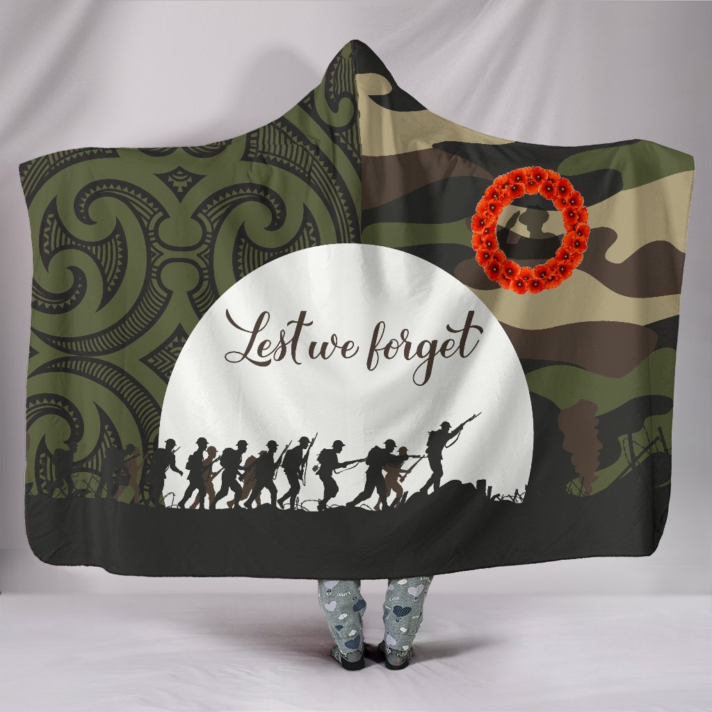 Anzac Maori Hooded Blanket Camo Lest For Get Hooded Blanket Camo - Polynesian Pride