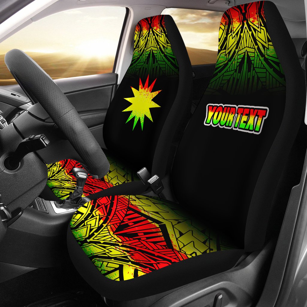 Nauru Custom Personalised Car Seat Covers - Nauru Flag Fog Reggae Style Universal Fit Reggae - Polynesian Pride