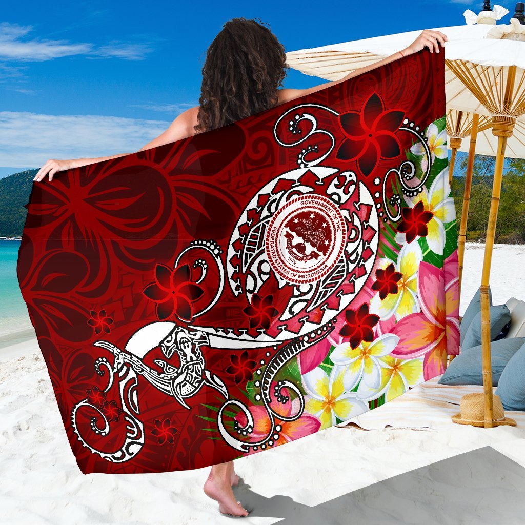 FSM Sarong - Turtle Plumeria (Red) One Style One Size Red - Polynesian Pride