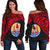 Tahiti Polynesian Women's Off Shoulder Sweater Coat Of Arms - Wave Style 04 Th5 Black - Polynesian Pride