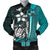 Tonga Micronesia Men's Bomber Jackets Turquoise - Turtle With Hook Turquoise - Polynesian Pride