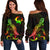 Pohnpei Polynesian Women's Off Shoulder Sweater - Turtle With Blooming Hibiscus Reggae Art - Polynesian Pride