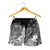 American Samoa Polynesian Women's Shorts - Humpback Whale with Tropical Flowers (White) - Polynesian Pride