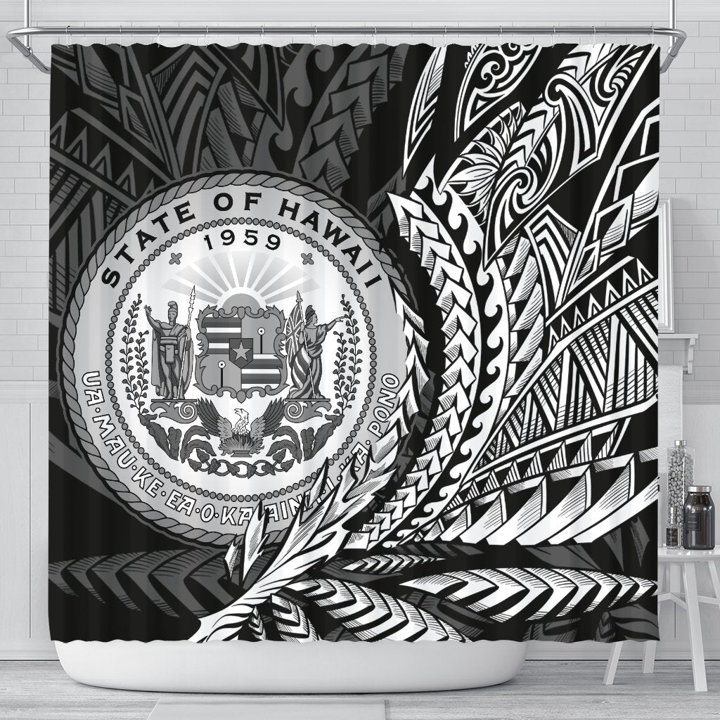 Hawaii Shower Curtains - Wings Style 177 x 172 (cm) Black - Polynesian Pride