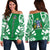 Norfolk Island Women's Off Shoulder Sweater - Polynesian Tattoo Flag White - Polynesian Pride