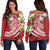 Marshall Islands Polynesian Off Shoulder Sweater - Summer Plumeria (Red) Red - Polynesian Pride