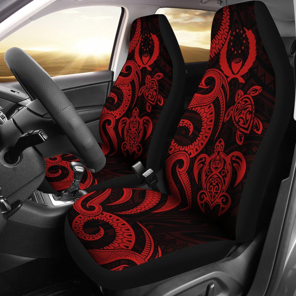 Pohnpei Micronesian Car Seat Covers - Red Tentacle Turtle Universal Fit Red - Polynesian Pride