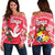 Tonga Women Off Shoulder Sweater Rugby Style Red - Polynesian Pride