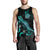 New Caledonia Polynesian Men Tank Top - Turtle With Blooming Hibiscus Tuquoise - Polynesian Pride