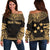 Gambier Islands Polynesian Chief Custom Personalised Women's Off Shoulder Sweater - Gold Version Gold - Polynesian Pride