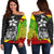 Federated States of Micronesia Women Off Shoulder Sweater Reggae - Turtle With Hook Art - Polynesian Pride