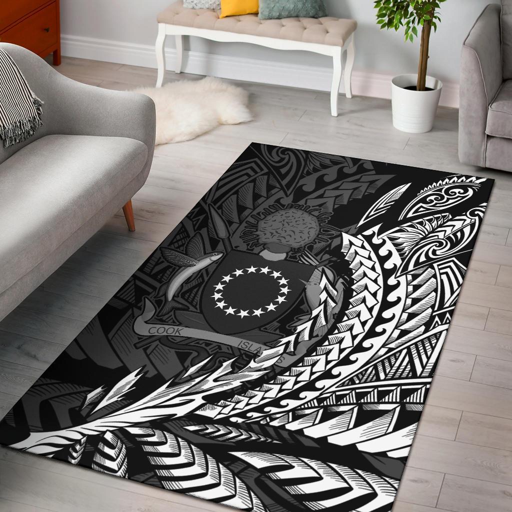 Cook Islands Area Rug - Wings Style Black - Polynesian Pride