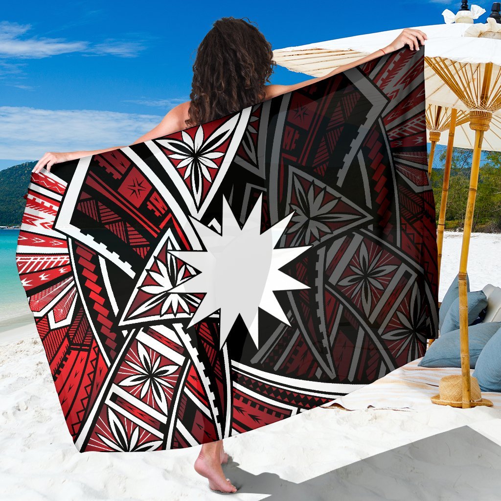 Nauru Sarong - Tribal Flower Special Pattern Red Color SARONG ONE SIZE Red - Polynesian Pride