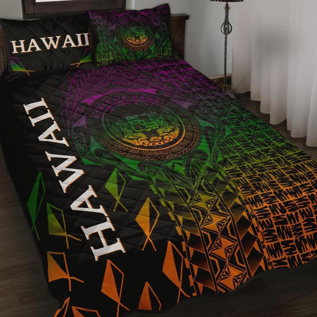 Hawaii Quilt Bed Set - Hawaii Seal Rocket Style Black - Polynesian Pride