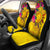 Polynesian Car Seat Covers - Vanuatu Symbols With Hibiscus Universal Fit Yellow - Polynesian Pride