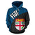 Fiji Tapa Hoodie Fiji Flag Blue Dark - Polynesian Pride