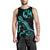 Tonga Polynesian Men Tank Top - Turtle With Blooming Hibiscus Tuquoise - Polynesian Pride