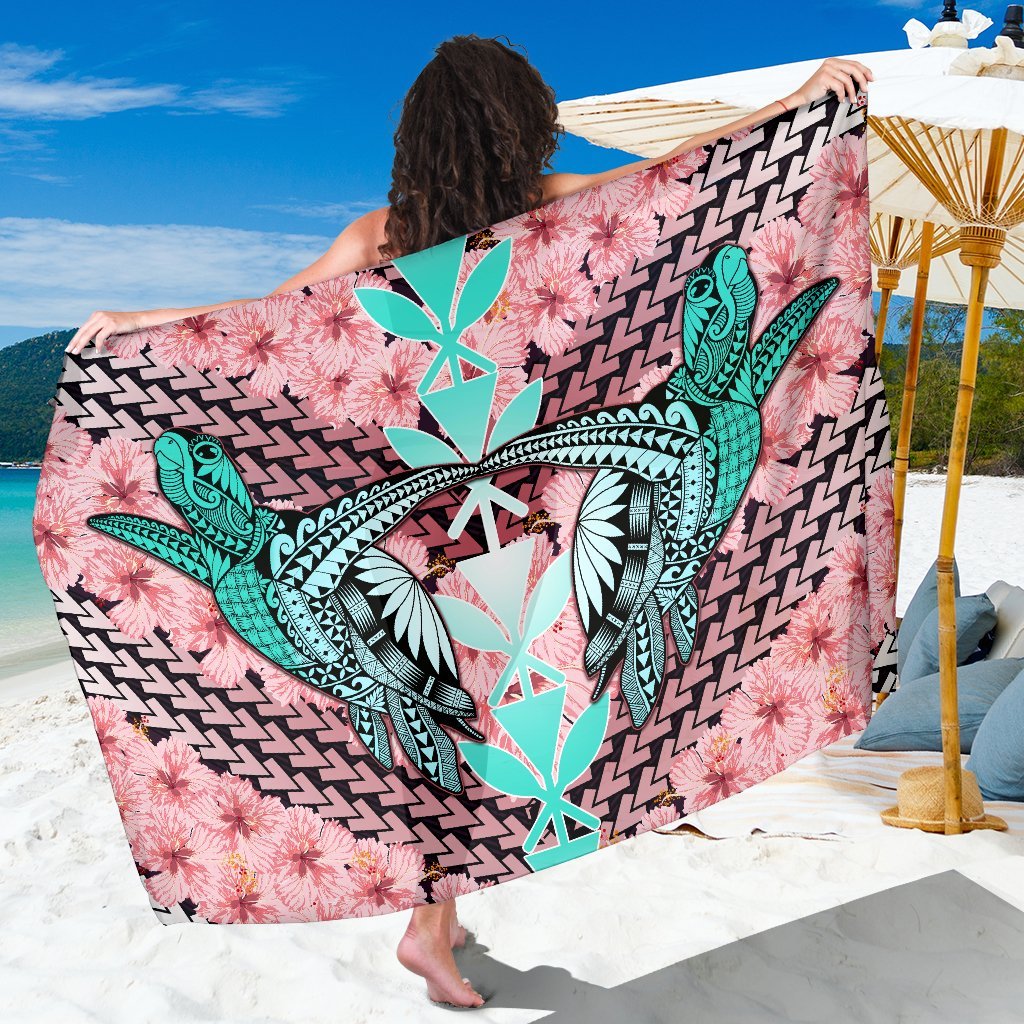 Hawaii Turtle Kanaka Hibiscus Tropical Polynesian Sarong - Sweet Style - AH Sarong Pink - Polynesian Pride