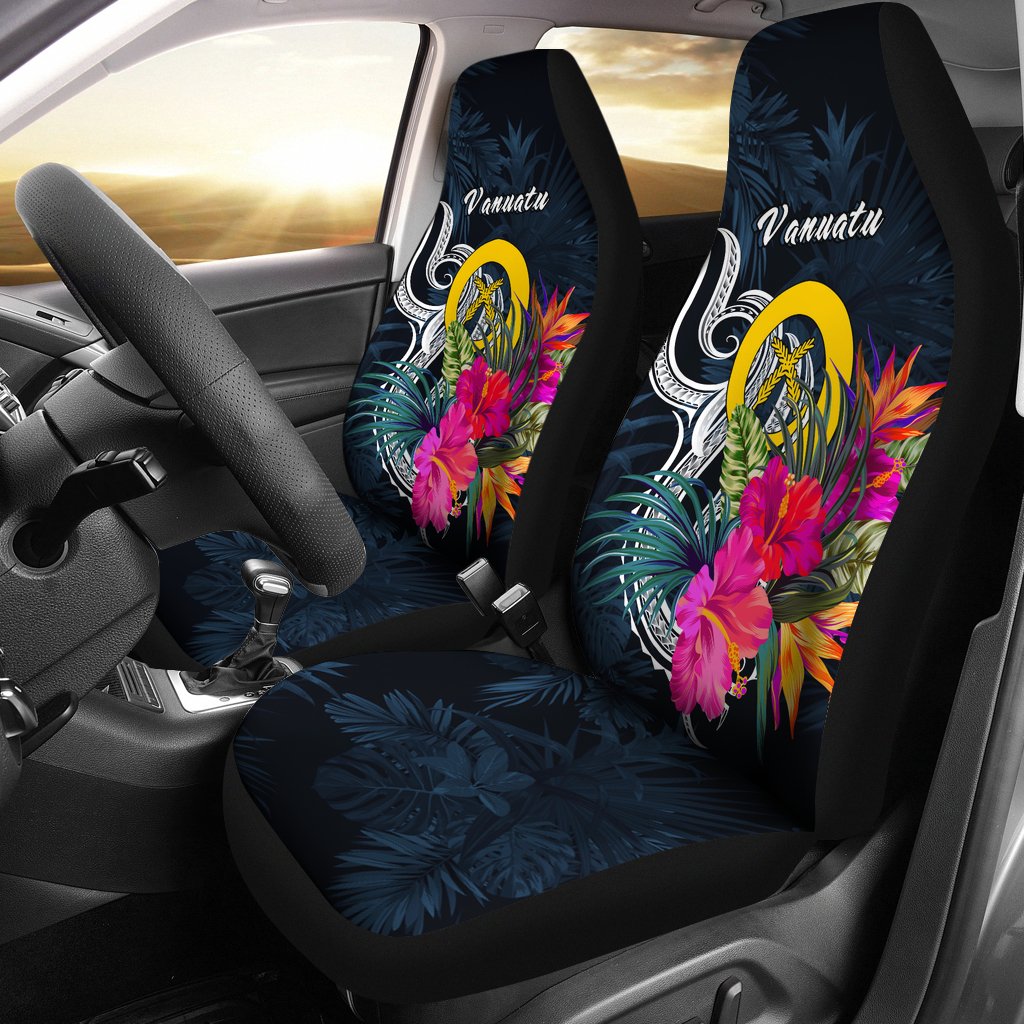 Vanuatu Polynesian Car Seat Covers - Tropical Flower Universal Fit Blue - Polynesian Pride