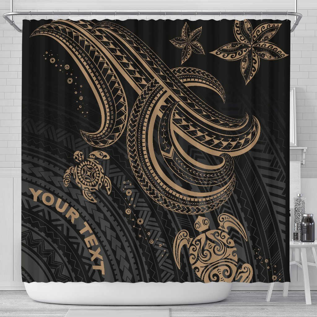 Polynesian Custom Personalised Shower Curtain - Gold Turtle 177 x 172 (cm) Gold - Polynesian Pride