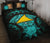 Tokelau Polynesian Quilt Bed Set Hibiscus Turquoise Black - Polynesian Pride