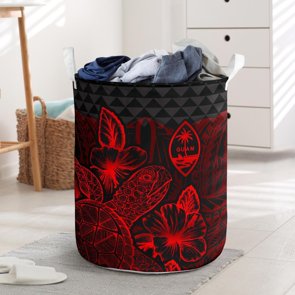 Guam Laundry Basket - Polynesian Turtle Hibiscus Red Laundry Basket One Size Red - Polynesian Pride