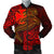 Polynesian Wallis and Futuna Men's Bomber Jacket - Red Shark Polynesian Tattoo Red - Polynesian Pride