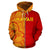 Hawaii Kanaka Polynesian Zip up Hoodie The Half Yellow and Red - Polynesian Pride