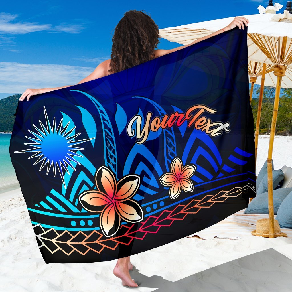 Marshall Islands Custom Personalised Sarong - Vintage Tribal Mountain One Style One Size Blue - Polynesian Pride