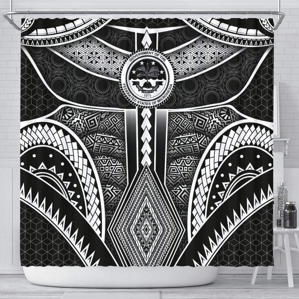 Polynesian FSM Shower Curtain - Poly Pattern With COA Federated States of Micronesia 177 x 172 (cm) Art - Polynesian Pride