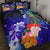 Kosrae Quilt Bed Set - Humpback Whale with Tropical Flowers (Blue) Blue - Polynesian Pride